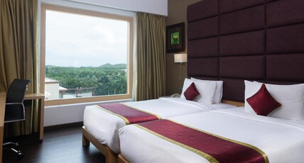 Novotel Hyderabad Airport Room Type - Premier Twin Beds with Pool View and Lounge Access - Happy Hours 6:30 PM to 8:30 PM Novotel Hyderabad Airport Room Type - Premier Twin Beds with Pool View and Lounge Access - Happy Hours 6:30 PM to 8:30 PM
