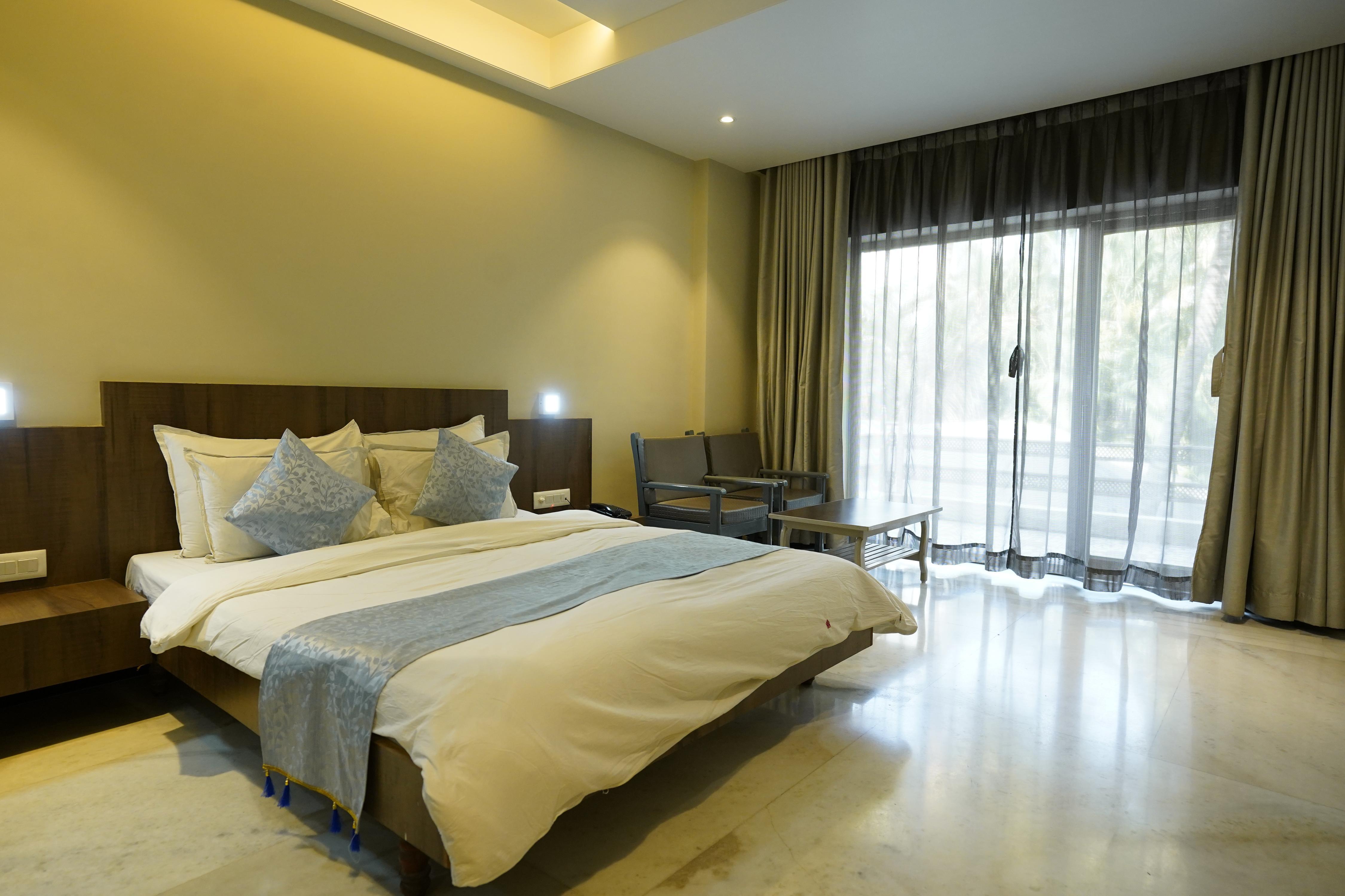 Hotel Hrushikesh. Room Type - Deluxe Double Bed with Balcony.