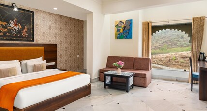 Mewar Palace Luxury Resort & Private Pool Villas, Udaipur. Room Type - Deluxe Room with Mountain View Mewar Palace Luxury Resort & Private Pool Villas, Udaipur. Room Type - Deluxe Room with Mountain View