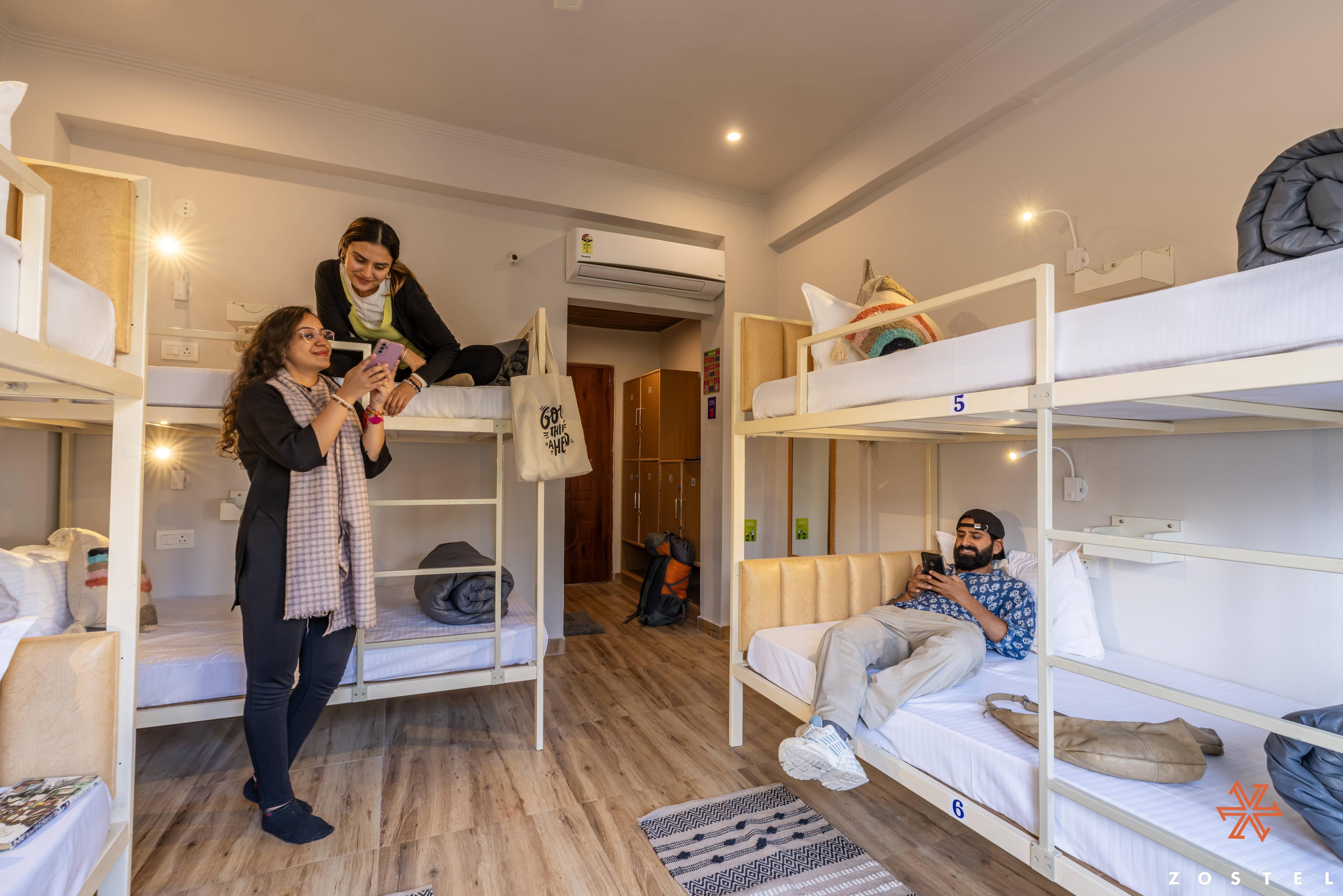 Zostel Rishikesh (Tapovan) Room Type - 1 Bunk Bed | Deluxe 6 Bed Mixed Dorm (with balcony) | Shared en-suite washroom