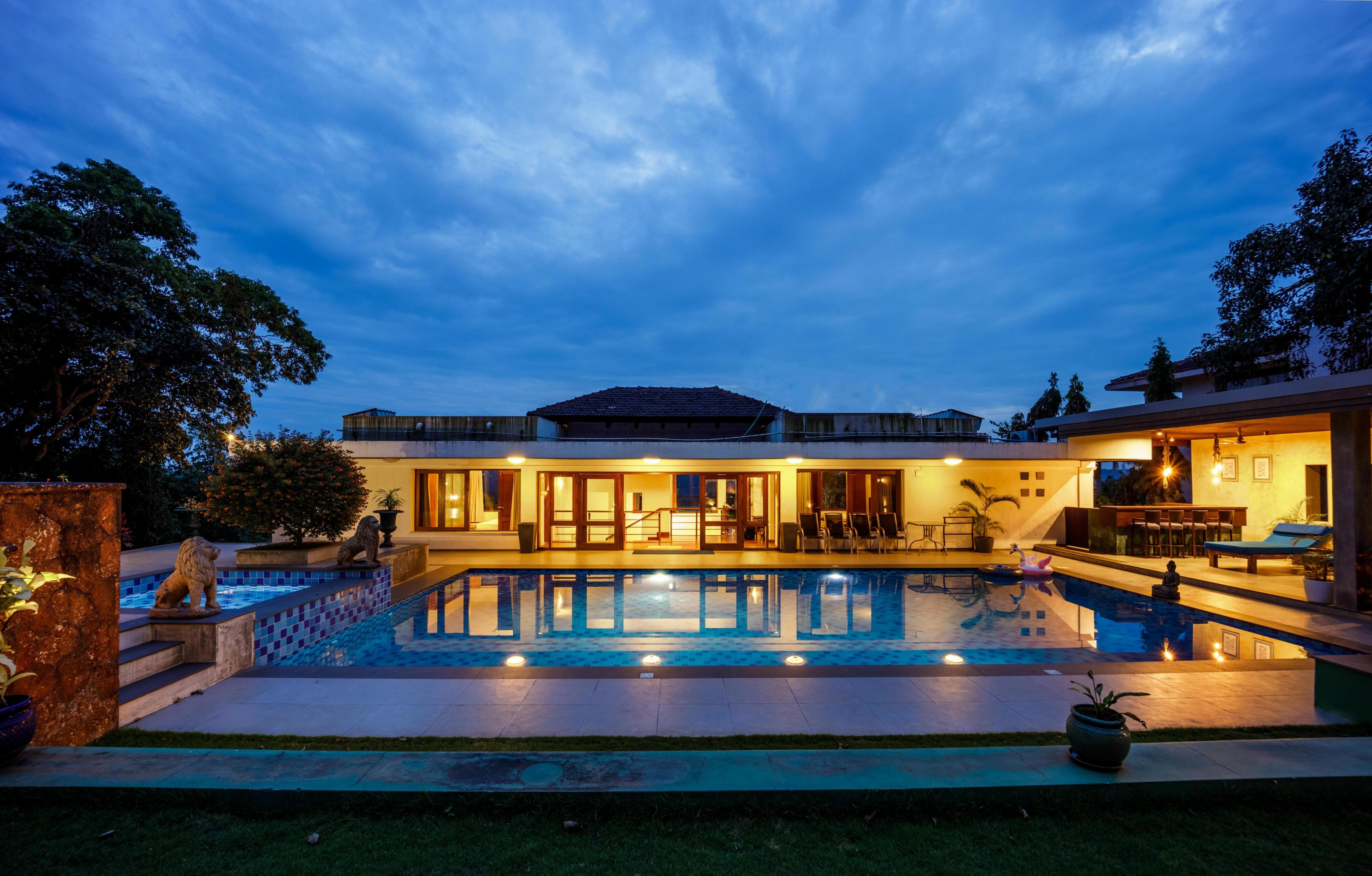 Hireavilla | White House - 3BHK Hilltop Villa with Pool and River View - Tap to explore photos