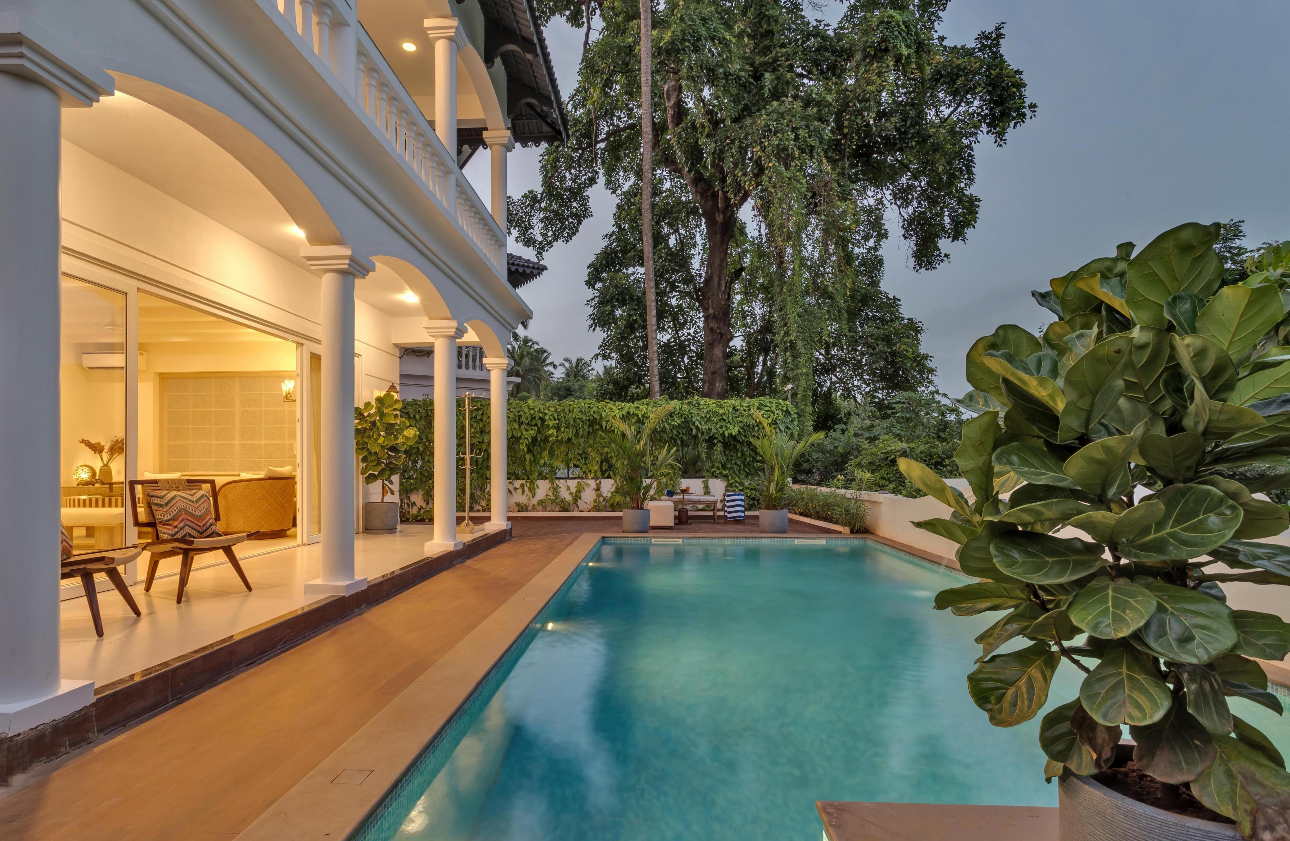 Spectacular Spaces 4BHK field view Pvt Pool villa with Lift, Bathtub & Speaker|Anjuna Vagator C - Tap to explore photos