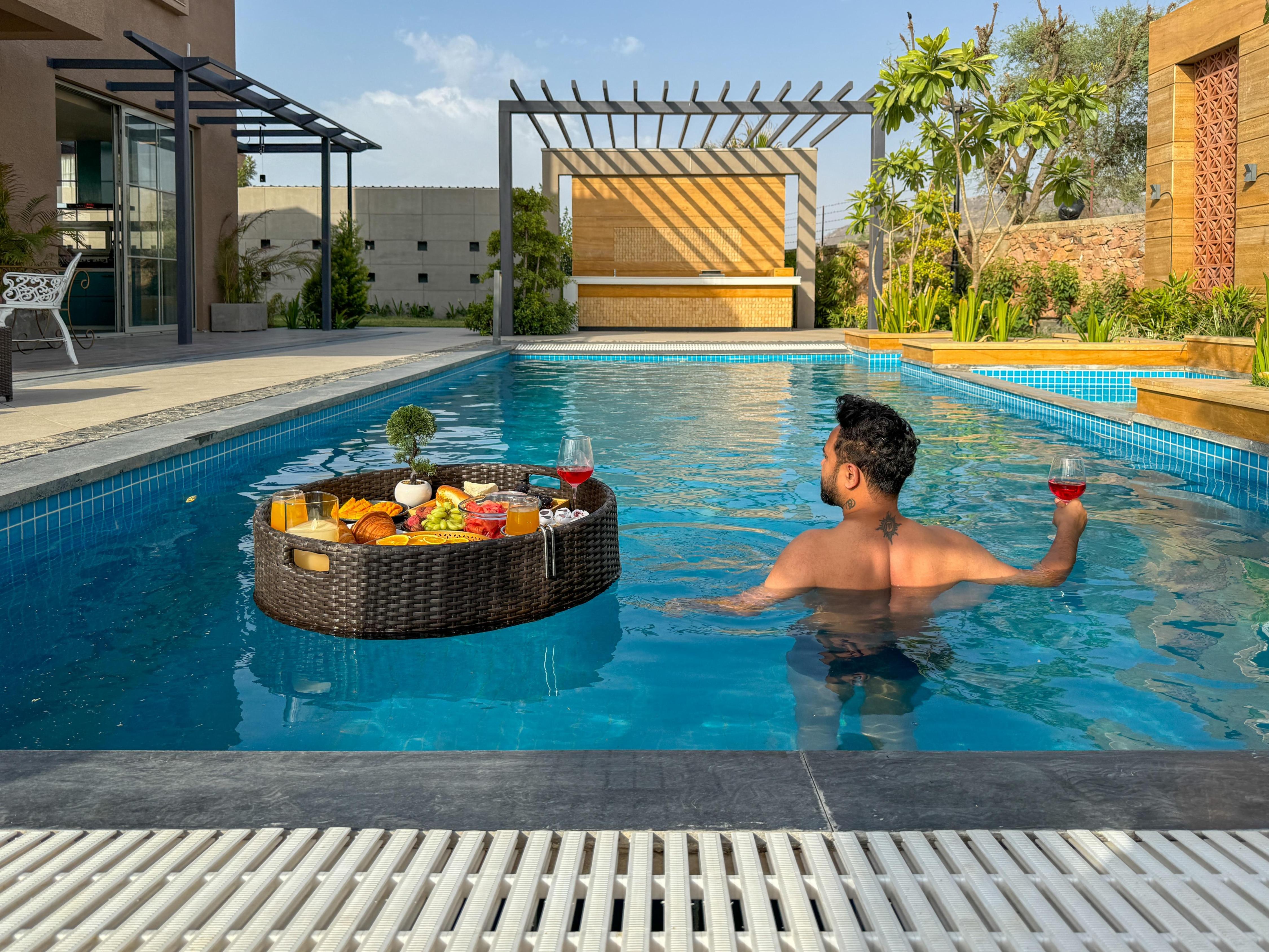 ELIVAAS 3 BHK with Pvt Pool & Garden | Snehzy - Tap to explore photos
