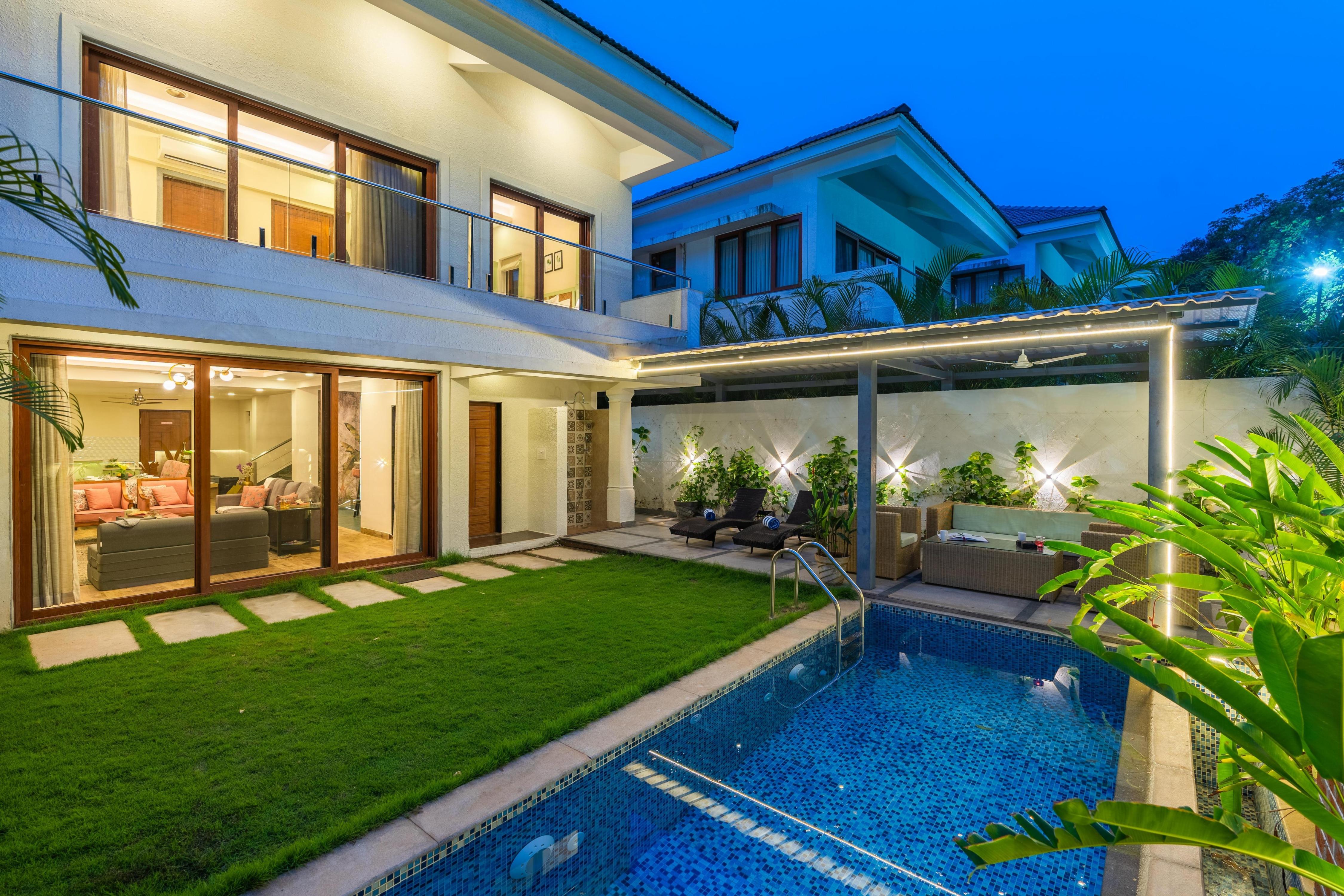 3 BHK retreat with private pool in Goa - Tap to explore photos