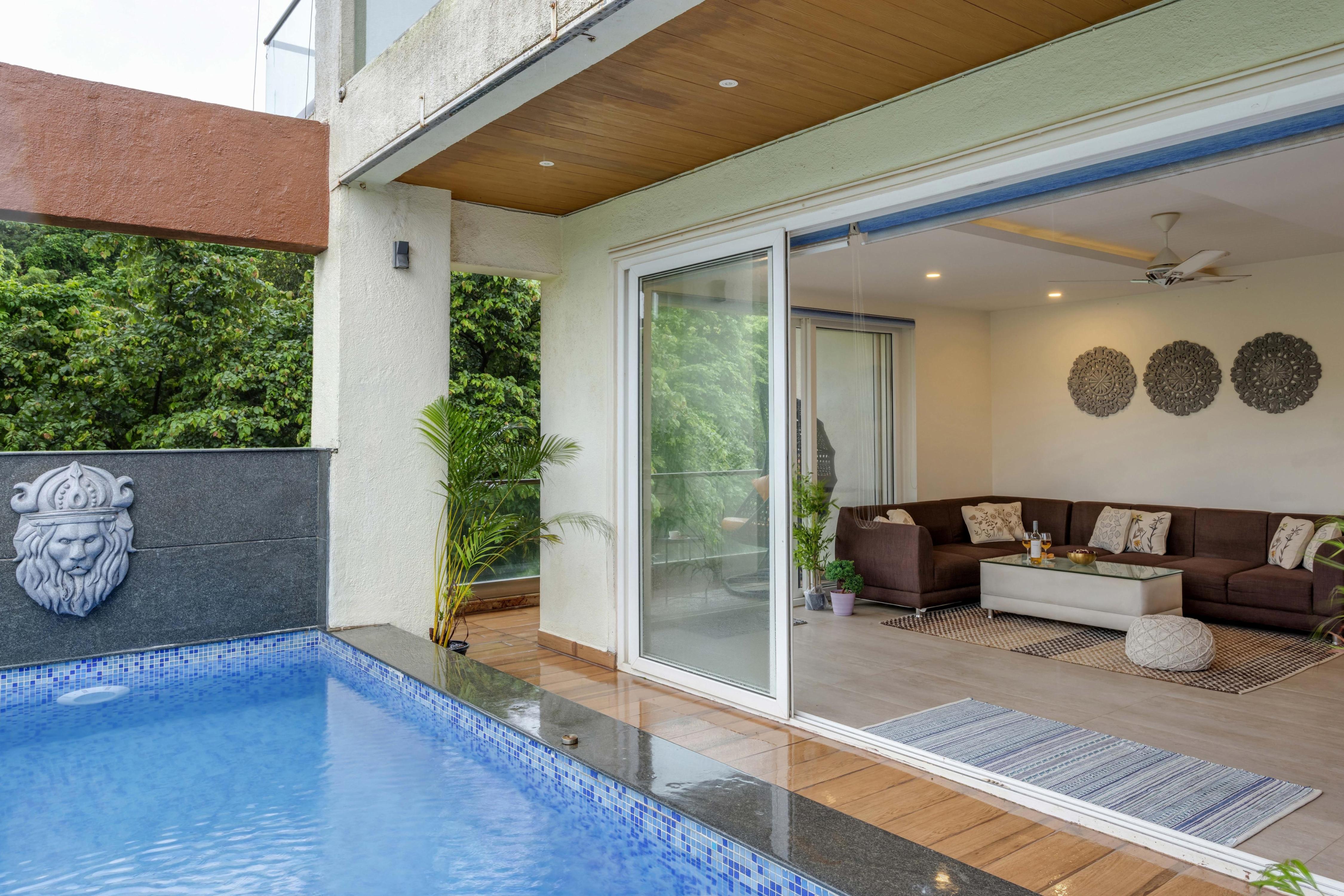 Peaceful 3BHK Duplex with Private Pool in North Goa | Hireavilla - Tap to explore photos