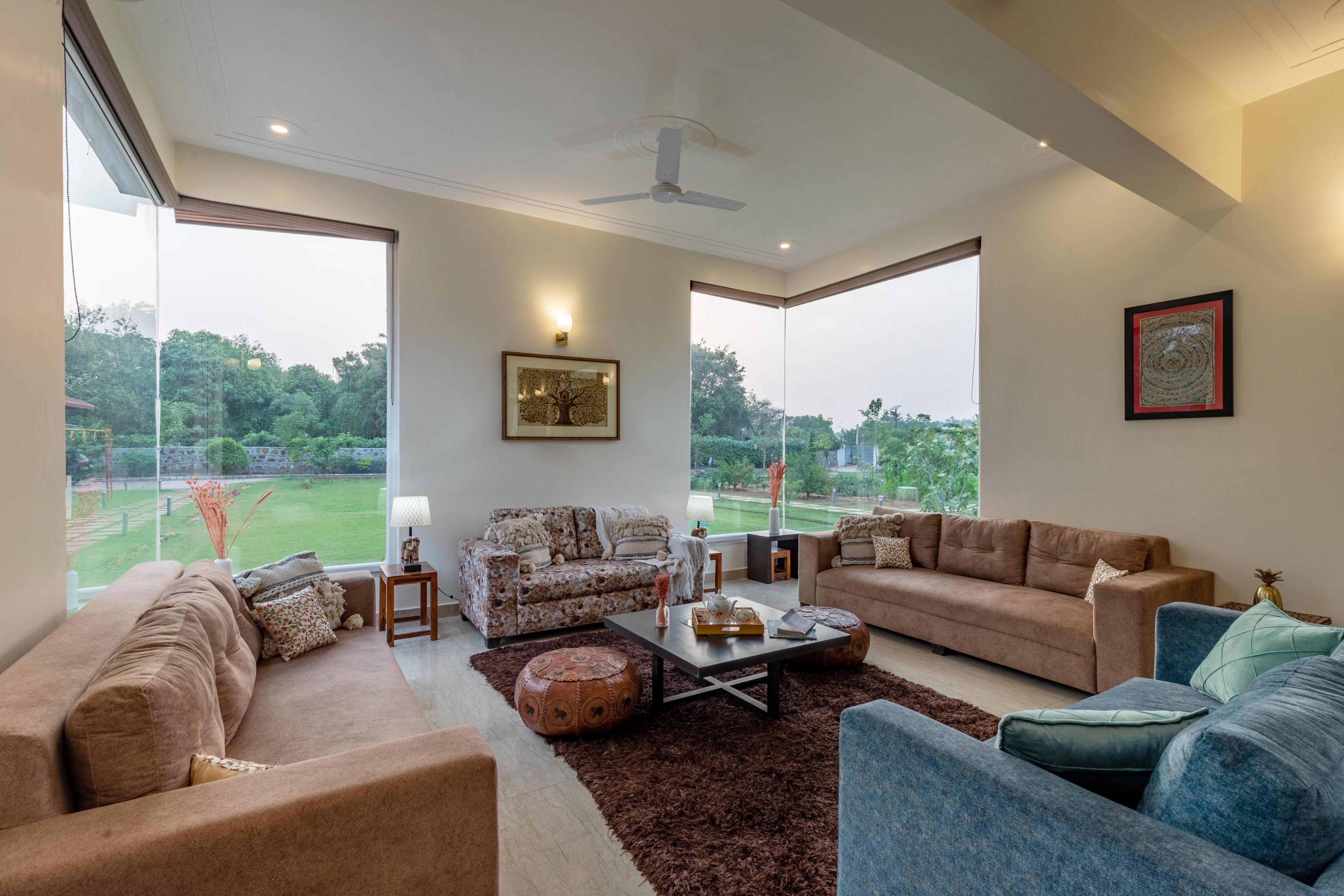 Luxe 2 BHK Farmstay with an entertainment lounge - Tap to explore photos