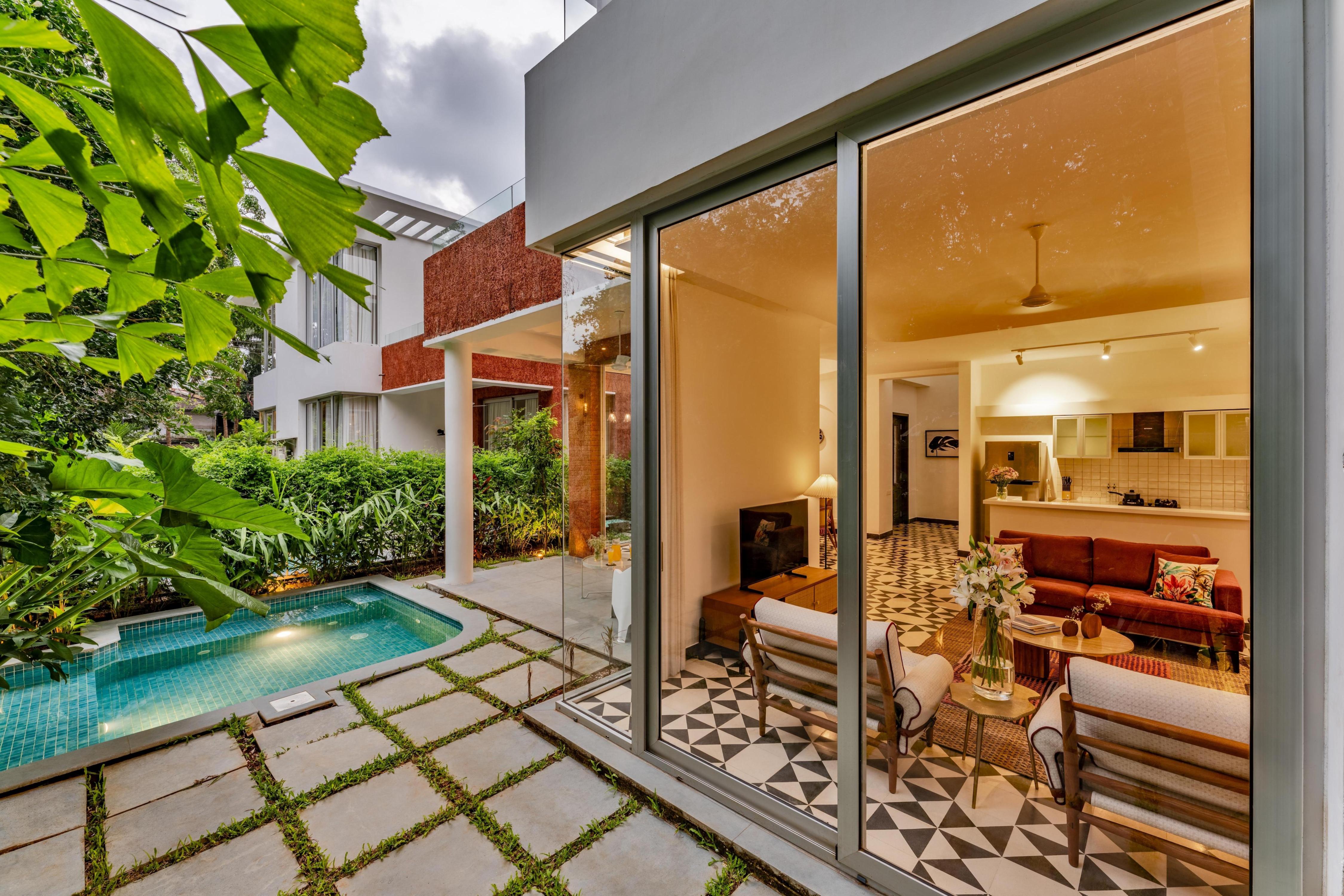 La Masillia by The Blue Kite - 2BHK Private Pool Villa, with Balcony & WiFi, 15 min to Vagator Beach - Tap to explore photos