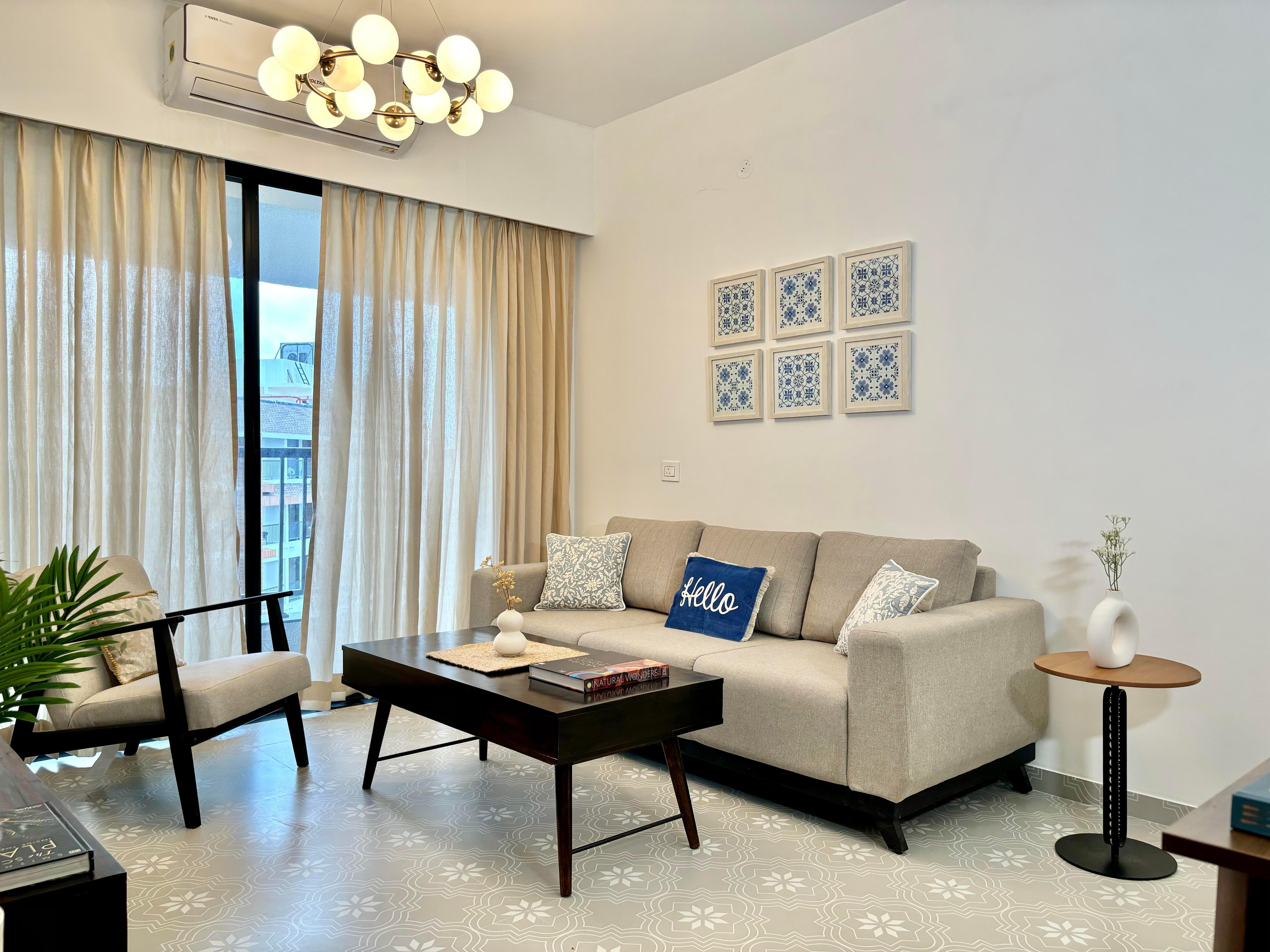 Noma Quiet 1BR Pool WIFI WFH in Candolim C-509 - Tap to explore photos
