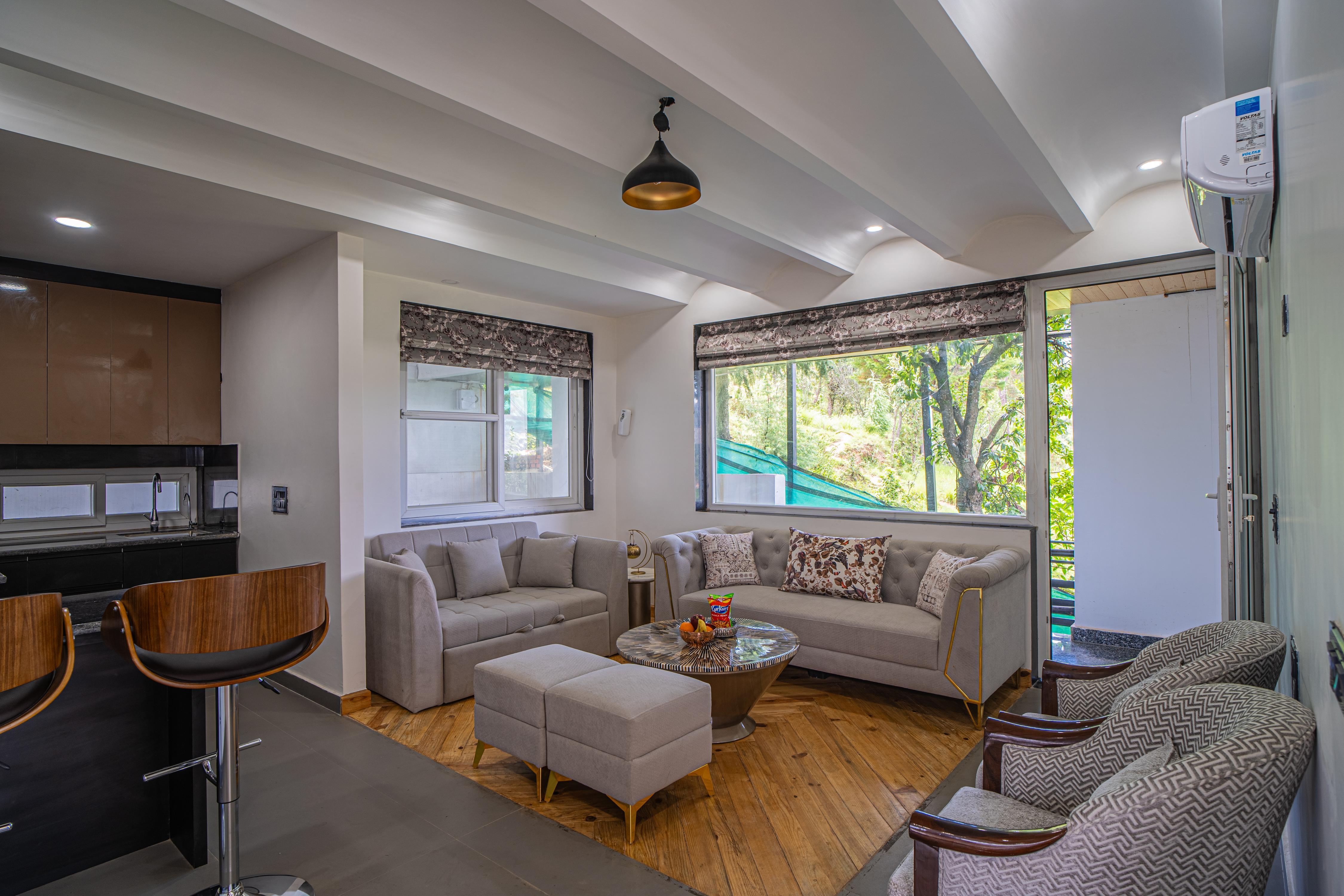 Alaya Stays Trios Top | Hilltop Pet-friendly 2-BHK with Shared Sit-out Area - Tap to explore photos