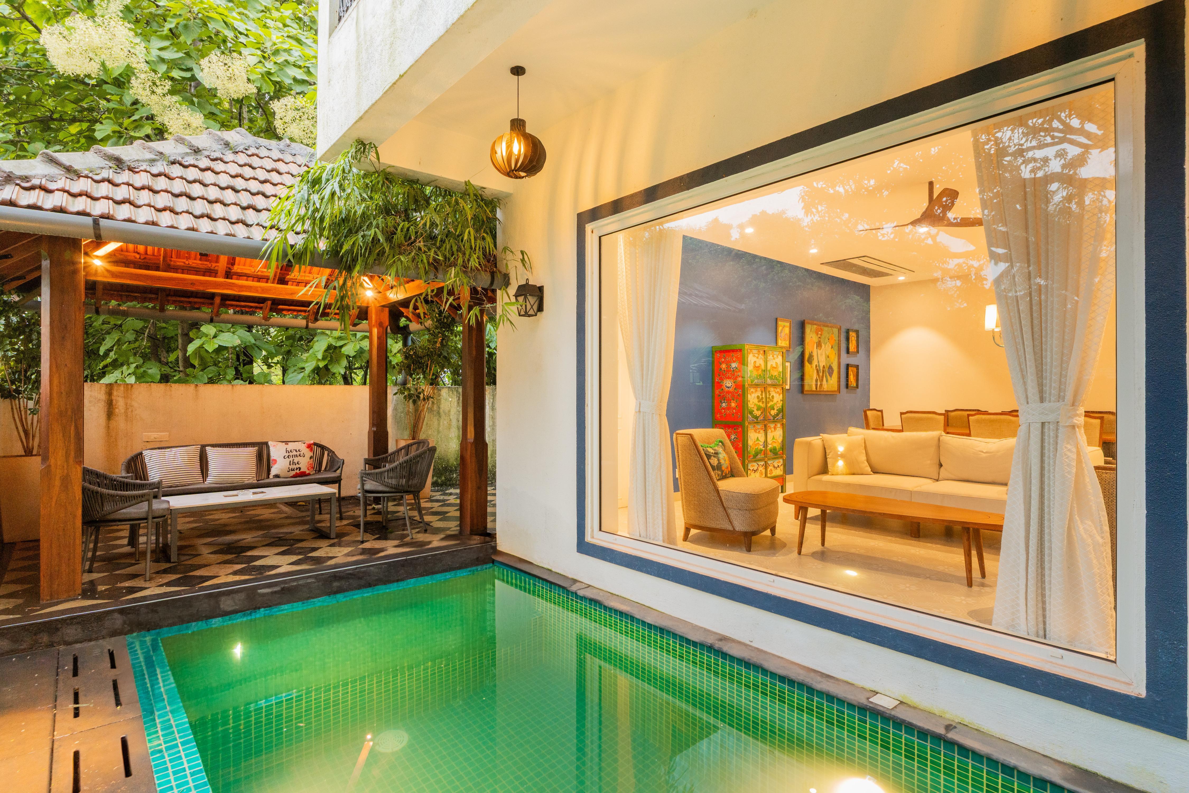 ELIVAAS Casa Sant | 3-BHK Villa With Private Pool, Gazebo & Lounge Area - Tap to explore photos