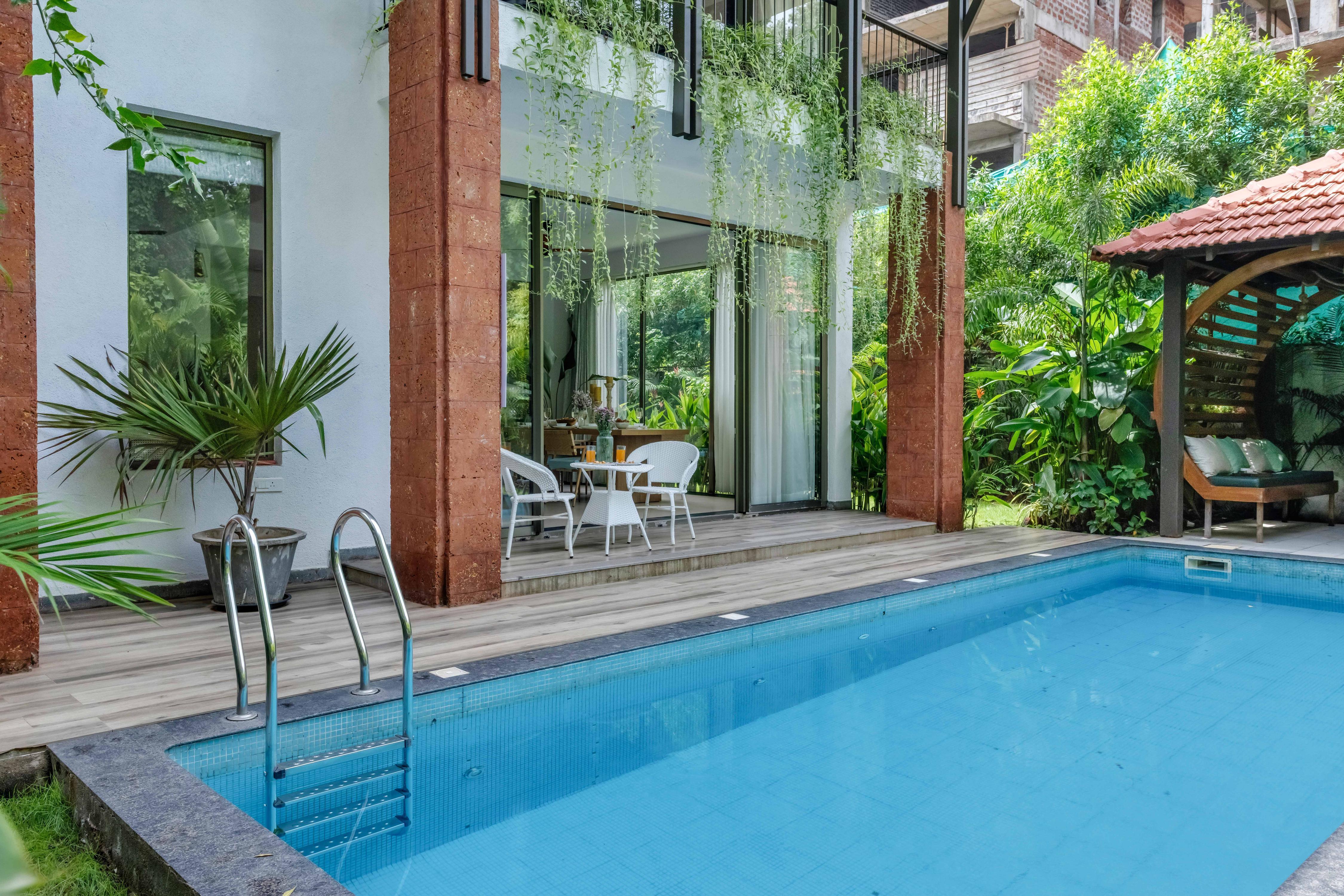 Spectacular Spaces | Casa Maxima - 4BHK PVT Pool Villa with Lawn & Gazebo , 1km from Coco Beach - Tap to explore photos