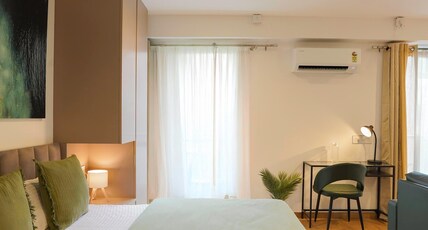 Luxora Stays | Beside Airport | Entire Apartments Room Type - A705|Airport view from roof|50  inch TV|Coffee Maker