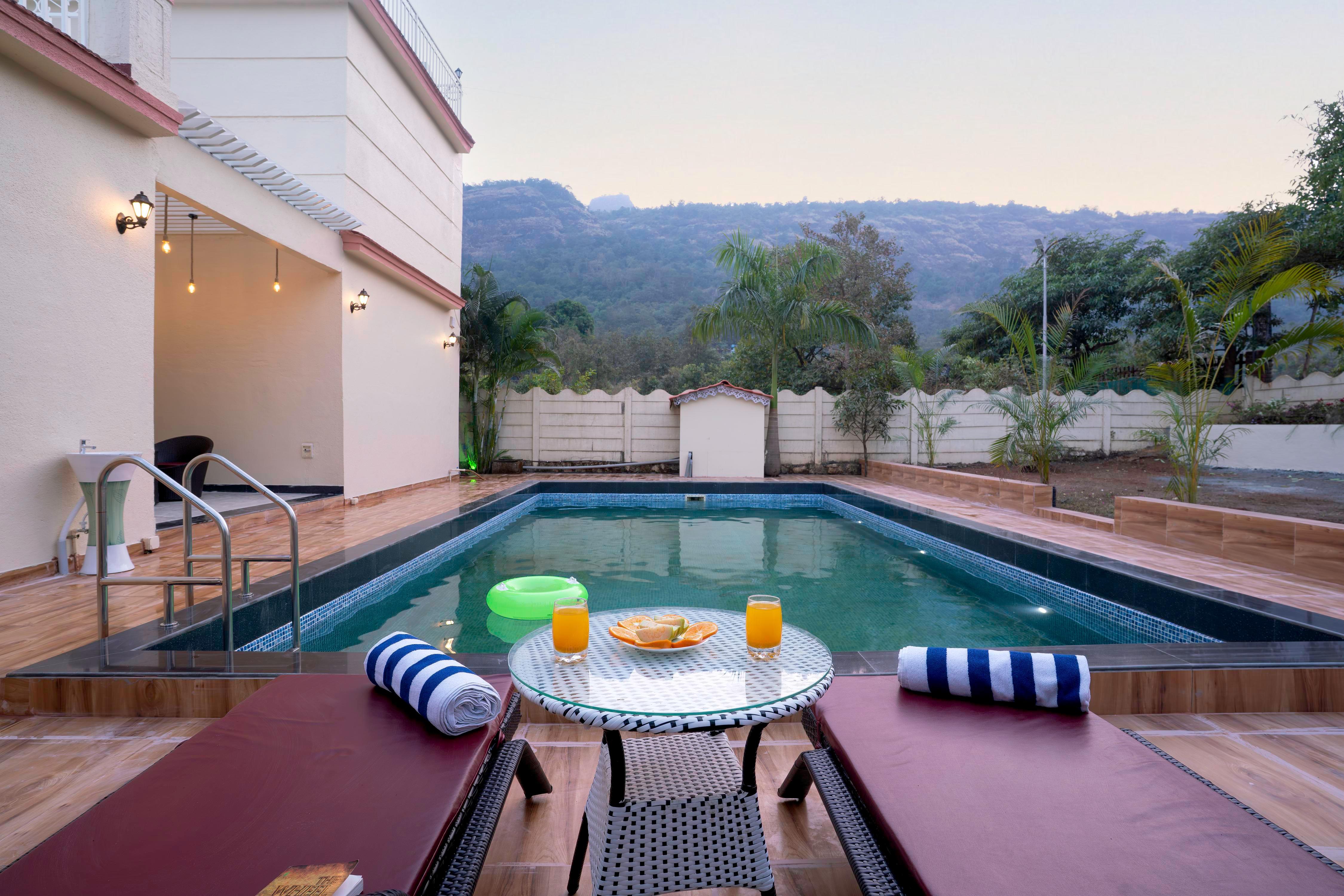 ELIVAAS Signature Lavender Crest 4 BHK Villa With Pvt Pool | Near Bhimashankar Walls Trek - Tap to explore photos