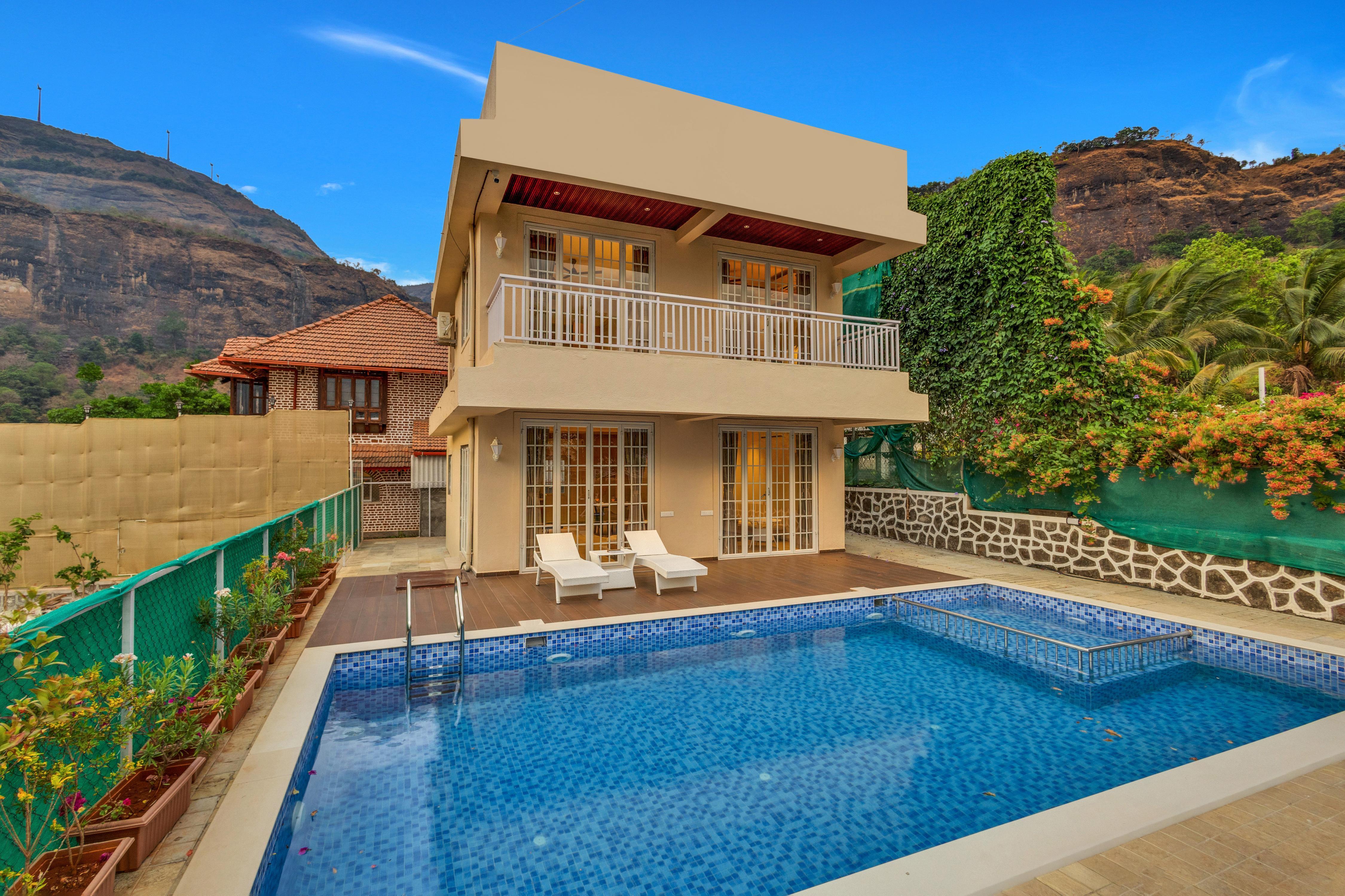 ELIVAAS Signature Heavenly Homes 2 BHK Villa with Pvt Pool & Hill Views - Tap to explore photos