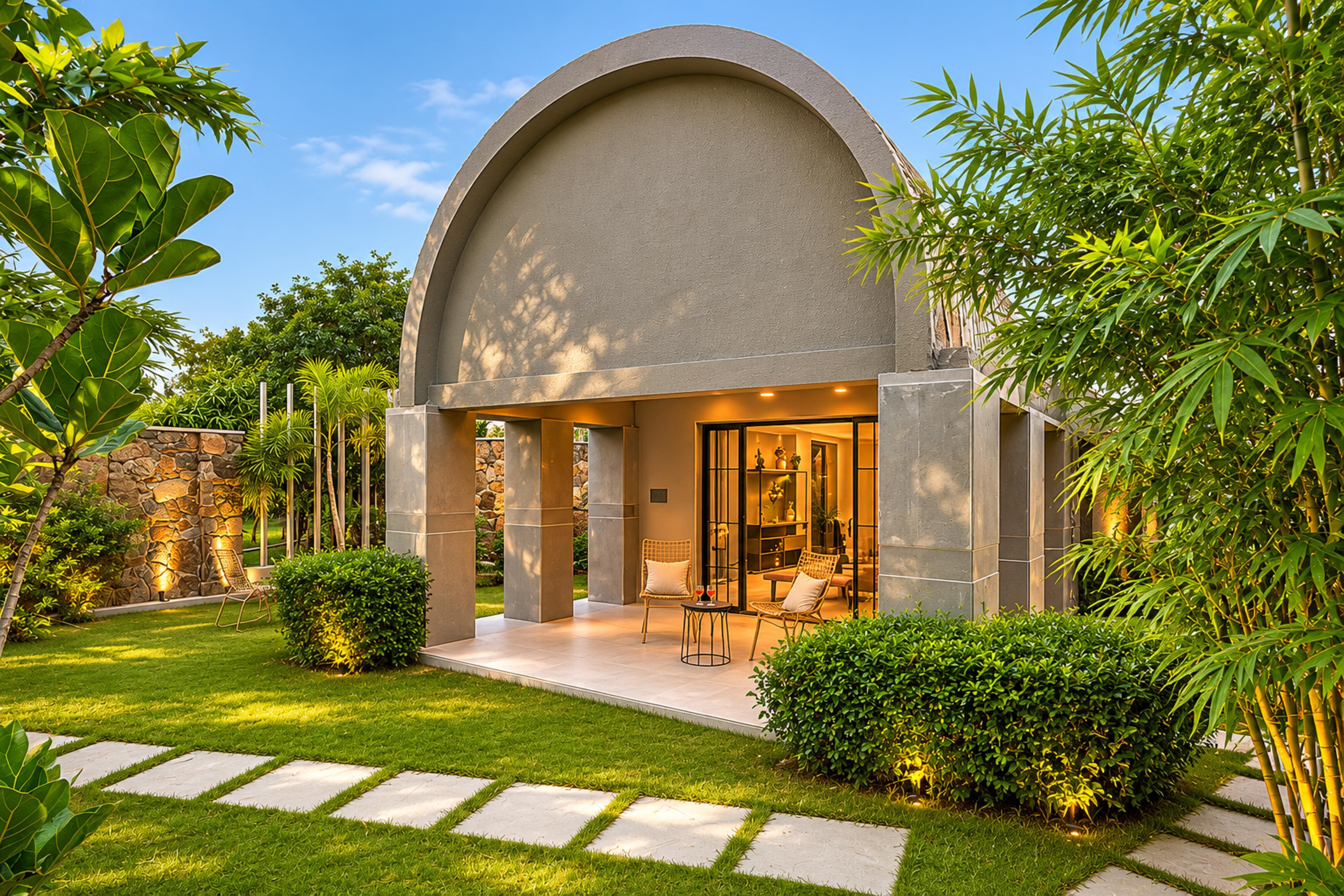 ELIVAAS Stone Age home 4 BHK Villa with Pvt Pool & Gazebo