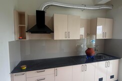 3bhk with all amenities like chimney, bed, etc.