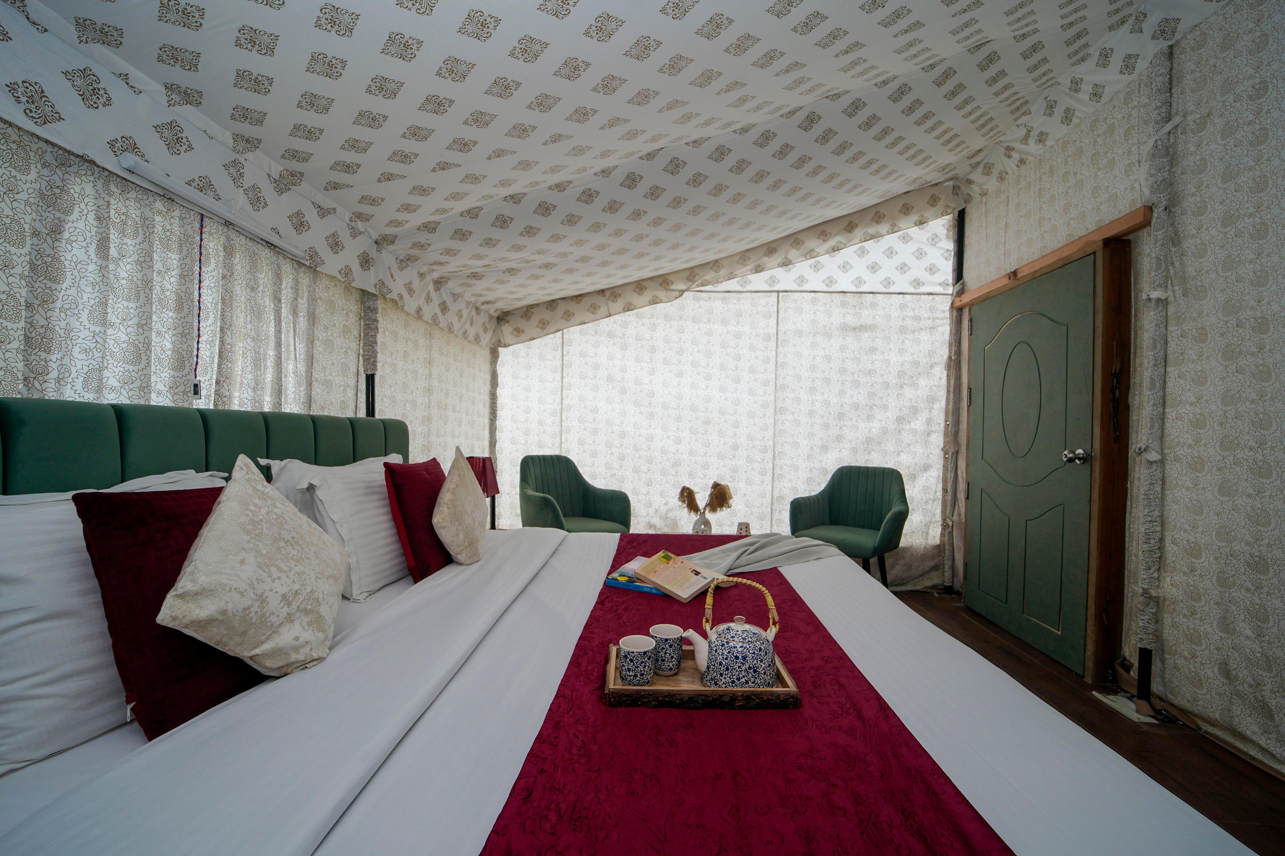 Skylight Retreat's 2BR Glamping Villa with private lawn and Apple orchids - Tap to explore photos