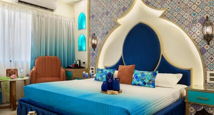 Sarang Palace - A Luxury Boutique Hotel Room Type - Luxurious Moroccan Theme room with panoramic city view and Designer Bed Sarang Palace - A Luxury Boutique Hotel Room Type - Luxurious Moroccan Theme room with panoramic city view and Designer Bed