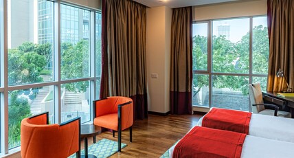 Ramada Downtown Dubai Room Type - Premium Twin Studio, Burj Khalifa Fountain View, Non-Smoking Ramada Downtown Dubai Room Type - Premium Twin Studio, Burj Khalifa Fountain View, Non-Smoking