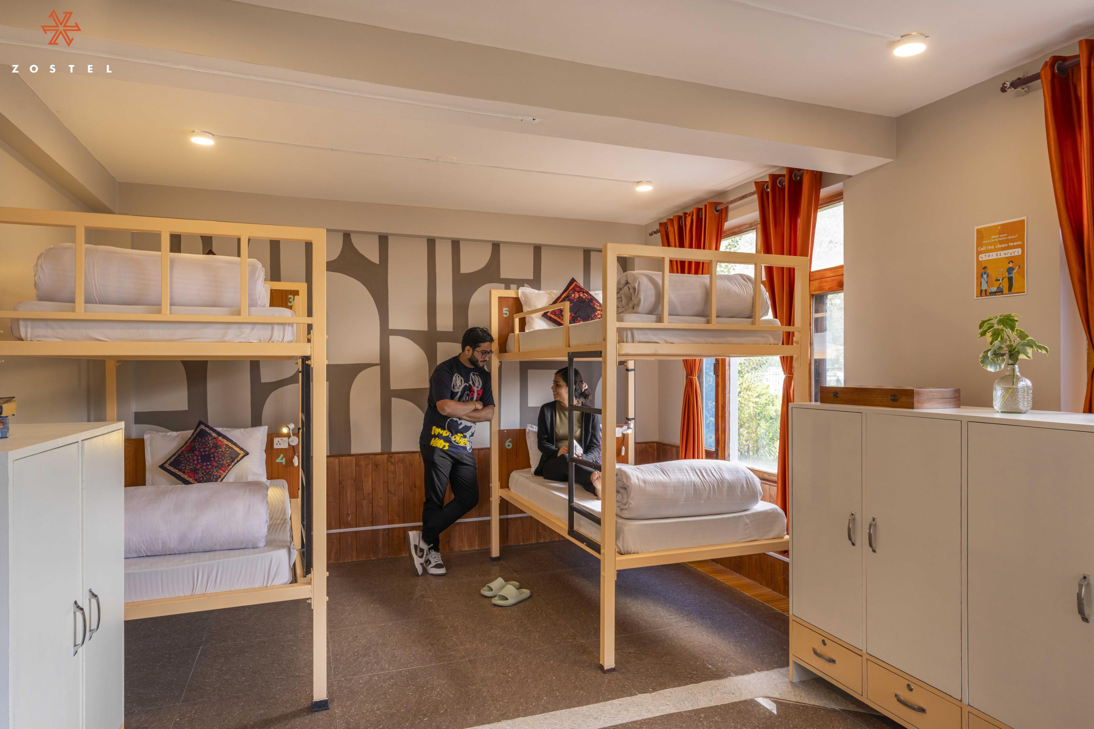 Zostel Old Manali Room Type - A Bunk Bed in a 6 Bed Mixed Dorm | Shared attached Washroom |