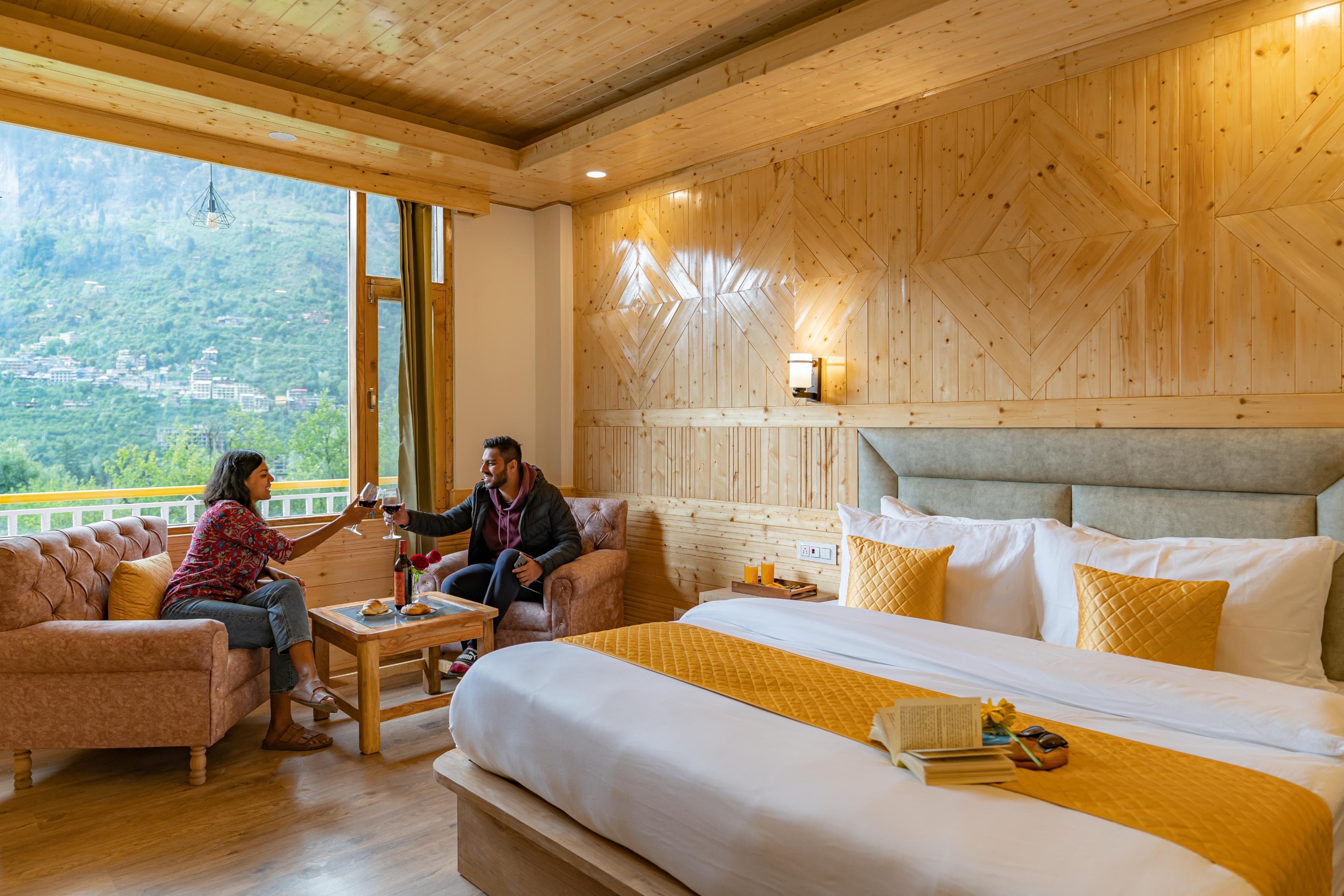 The Social Stays Manali Room Type - Deluxe Double Room with Balcony and Valley View