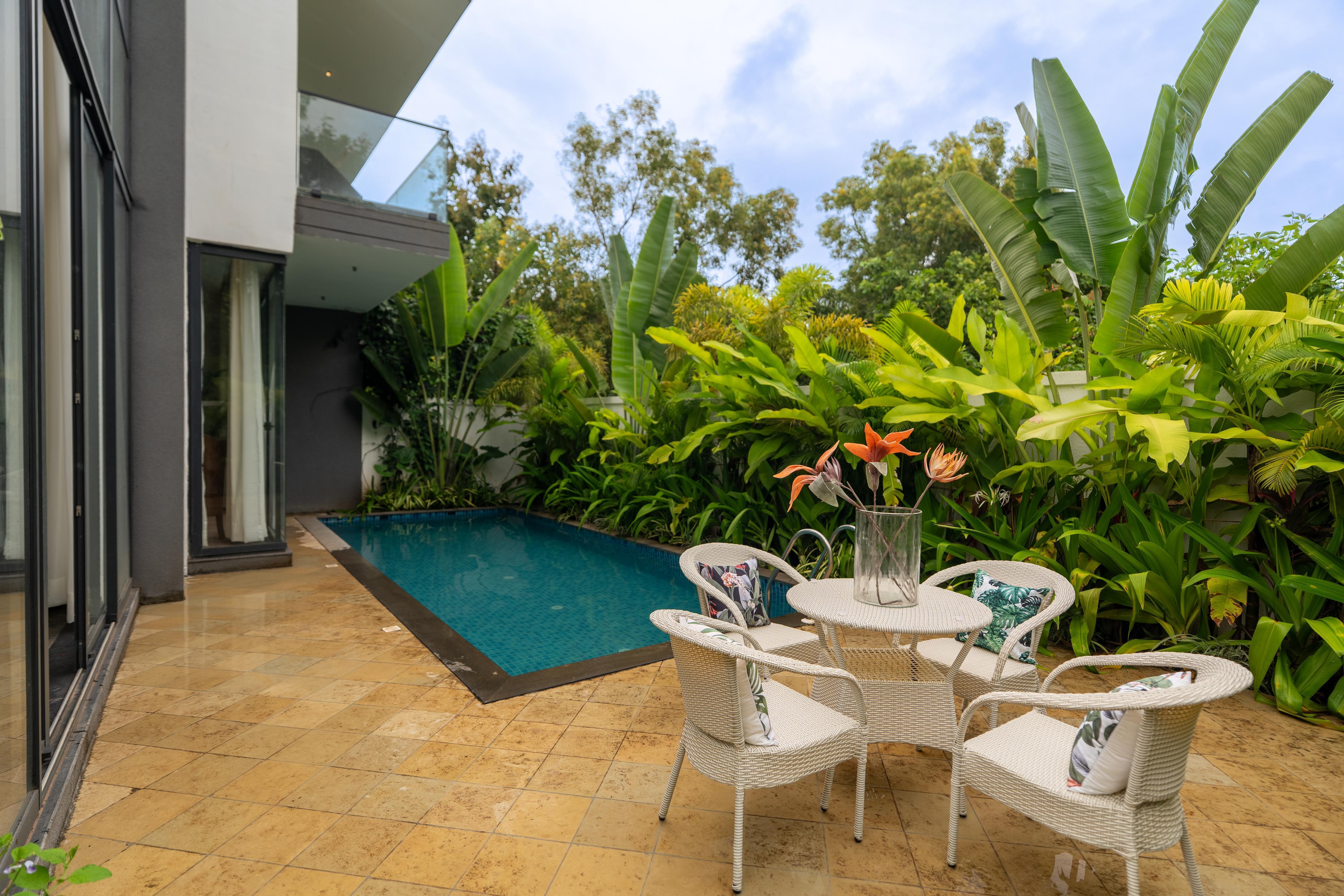 ELIVAAS Signature Purosol | 3BHK Pool Villa close to Ozran Beach - Tap to explore photos