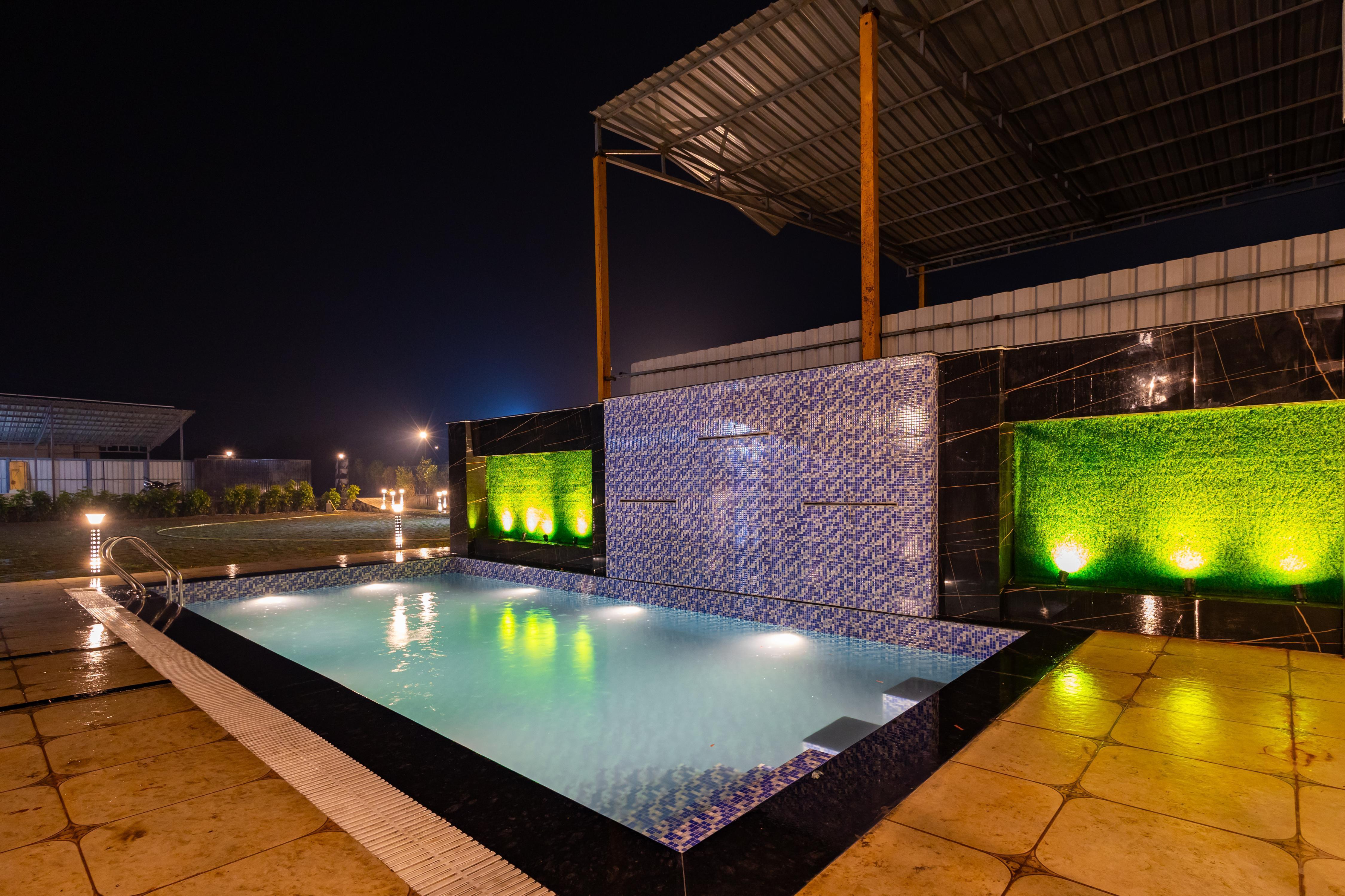 ELIVAAS Signature 4 BHK Unique Farmhouse With Pvt Pool & Garden - Tap to explore photos